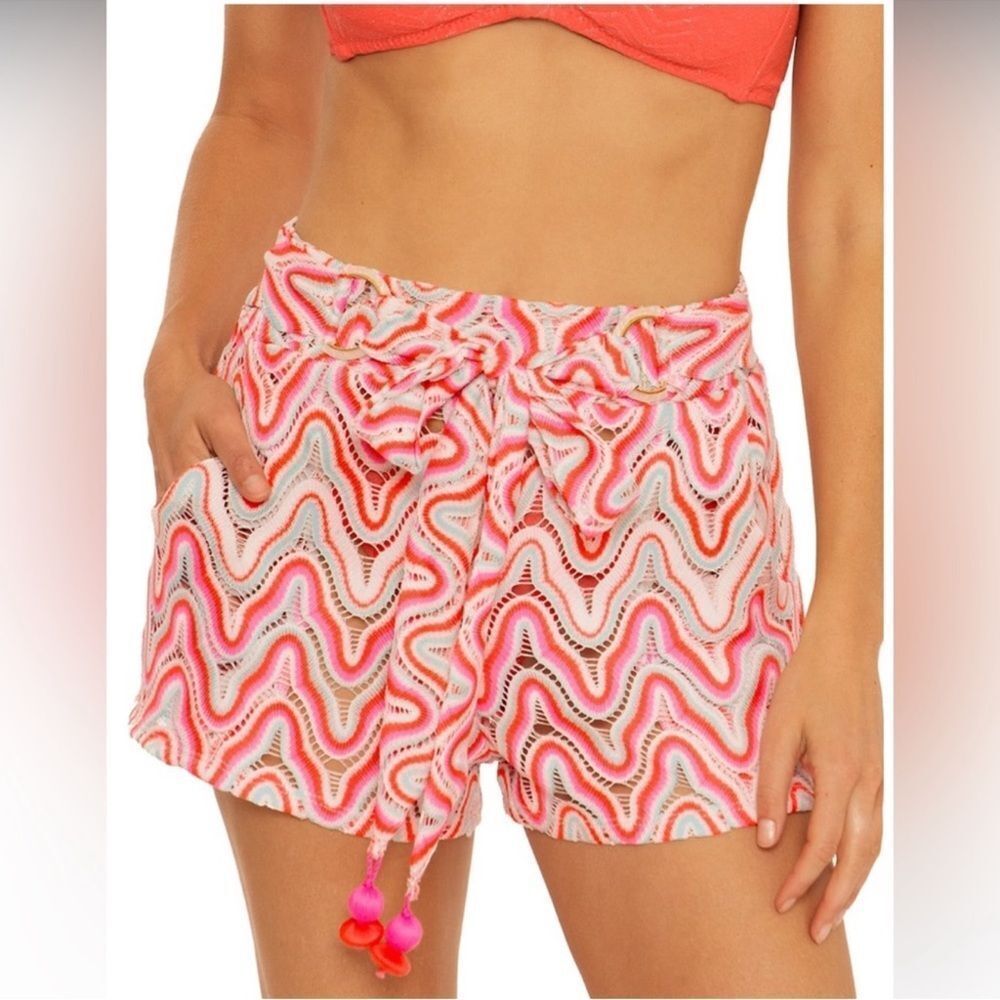 Trina Turk Palisades Crochet Shorts Cover Up medium NWOT